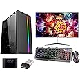 KRYNORCXY Gaming Computer Desktop PC Full Set - Core i7-3770 CPU, 4GB GT 730 Graphics Card, RGB Cabinet, 22" LED Monitor, RGB Keyboard & Mouse, Windows 10 Pro, WiFi (8GB RAM, 256GB SSD)