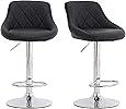Illhouse Odern Bar Stools Set, Leatherette, Adjustable Swivel Gas