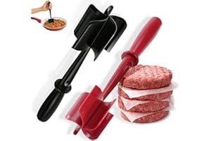 BENIFILE Meat Chopper, Ground Beef Masher with 5-Blade Head, Versatile High-Temp Heat-Resistant Hamburger Masher,Non-Stick Meat Masher for Hamburger Meat, Beef, Nylon Utensil Cookware (Black & Red)