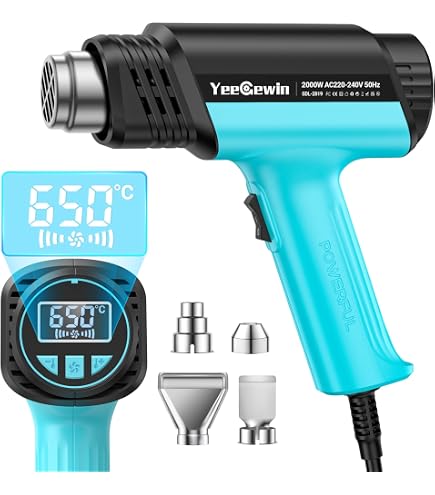 Pistola Termica Professionale 2000W Con 2 Livelli Di Temperatura (350°C/600°C) E Flusso D'aria Regolabile, Per Rimuovere Vernice, Saldare Plastica E Termoretraibile