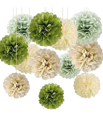Papier De Soie ZYOOO Lot De 12 Pompons En - 25.4cm Et 30.5cm - Jaune - Décoration Fête Pompons Papier Soie