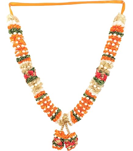 Ghirlanda di fiori artificiali di Mala Mogra Haar Mala per idol-Mala per statue di Dio, accessori Pooja Sringar, articoli ornamentali per decorazioni tradizionali indiane per festival (dimensioni