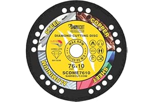 1 x SabreCut SCDME7610 76 mm (3") x 10 mm otwór próżniowo lutowana metalowa szlifierka kątowa piła tarczowa tarcza diamentowa kompatybilna z Bosch Dewalt Makita Milwaukee i wieloma innymi