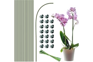 POTWPOT Plant Stakes, 20Pcs 40cm Plant Sticks Garden Green Bendable Single Stem Plant Support Stakes for Indoor and Outdoor Plants, Potted Plants, Flowers Orchid Peony Rose