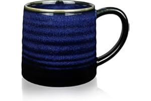 SECELES 500ml Duży Ceramiczny Kubek do Kawy Filiżanka do Herbaty, 18 Oz Ręcznie Robione Szkliwione Duże Filiżanki do Kawy z Dużym Uchwytem do Mikrofalówki, Można Myć w Zmywarce (Gwiaździsty Niebieski)