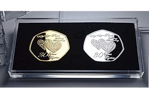 The Commemorative Coin Company Pair of 30TH PEARL WEDDING ANNIVERSARY Silver & 24ct Gold Commemoratives in Display/Presentation Stand. Gift/Present 30 Years Together