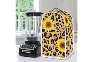 Poceacles Copri frullatore con motivo a girasoli leopardati copertura per robot da cucina con manico resistente, coperture antipolvere per miscelatore da cucina o caffettiera