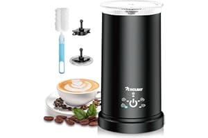 NWOUIIAY Espumador de Leche 5 en 1 Eléctrico 600W 350ML Espumador Automático con Revestimiento Antiadherente Espuma Caliente y Fría, Calienta Leche, Fácil de Usar y Limpiar, para Café, Latte y Capuchino