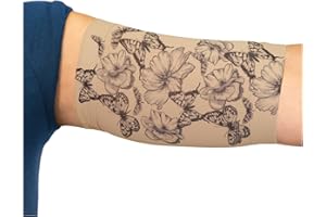 Linphelle Protector PICC Brazo en Microfibra - Cubre PICC Line Transpirable y Cómodo, Ideal como Protector Cateter Picc, Medidor De Glucosa, Tattoos y Heridas, Rosa y Mariposa, Tamaño Pequeño
