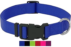DEY - Premium Hundehalsband Nylon | Verstellbar | für Kleine u. Große Hunde | viele Farben u. Größen | Halsband Hund Katze Welpe | Hunde-Halsbänder | Katzen-Halsband | Welpen-Halsband | Blau, M