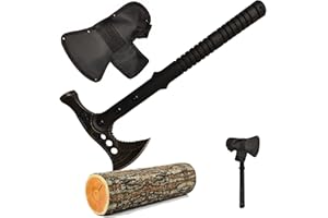 SWORDS AND MORE Ascia da esterno con fodero, Tomahawk da esterno - Ascia di sopravvivenza con lama in acciaio e manico in fibra di nylon, Ascia di sopravvivenza, Attrezzatura di sopravvivenza (Ascia 2)