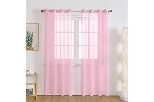 Rosa skira gardiner med öljetter, 2-pack, vardera 132 x 160 cm