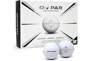 On Par Distance Max Golf Balls - 12 Pack for Enhanced Distance, Control & Accuracy, Ideal Golf Gift for All Swing Speeds with Bold Target Graphic, Premium Golf Accessories