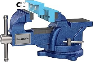 Housolution 4 Zoll Schraubstock, 360°Drehbar Tischschraubstock 100mm Spannweite mit Schutzbacken Amboss und Achs Werkbankschraubstock für Werkstück Feststehend Werkbank Ingenieur Hobelbank, Blau