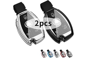 Yosemy Custodia per Chiave Auto Mercedes Benz, in TPU Morbido Custodia Protettivo 2 3 Tasti Auto Caso Chiave, per Mercedes Benz W204 W211, 2-3 Tasti Keyless A B C E Class (D'argento + Nero)