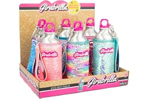 GIRABRILLA- Nice Group Eco Bottiglia Ecologica 24 h in Alluminio con Un Scintillante Rivestimento Rimovibile di paillettes-02534, Colore Assortiti, D4487830CD, 1 pezzo