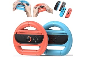 Kinwin Steering Wheel for Nintendo Switch 2 & Switch 1 & Switch OLED Joycon, NS2 Anti-Slip Grip Handle (Blue & Orange)
