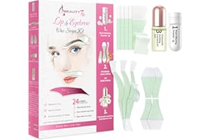 Beauty7 Paski woskowe do brwi, górne wargi, zestaw pasków woskowych do twarzy, dla kobiet, szybkie i bezbolesne depilacje, do wszystkich rodzajów skóry wrażliwej