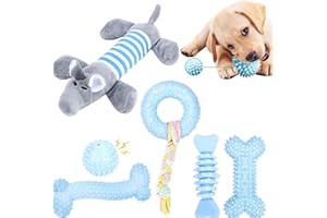 CAMITER Lot de 6 jouets interactifs pour chiots - Jouets de dentition interactifs pour l'ennui, jouets à mâcher pour chiens de petite et grande taille (bleu)