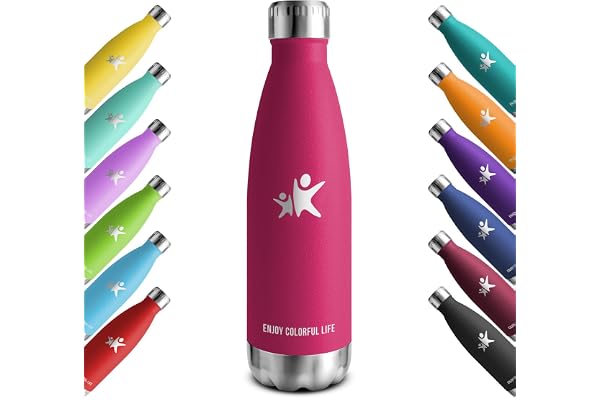 KollyKolla Gourde Inox Isotherme - 350/500/650/750ml, Bouteille d'eau Acier Inoxydable à Double Paroi Reutilisable Gourdes Sans BPA Etanche Bidon Anti Fuite pour Enfant & Adulte, Sport, Gym, école