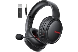 BINNUNE Wireless Gaming Headset, Type-C & USB Schnittstelle, 2.4GHz Gaming Headset mit Bluetooth, Headset mit Mikrofon & Geräuschunterdrückung, für PS5/PS4/PC/Switch/Mac, 40H Akkulaufzeit – Schwarz