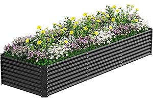 ‎VELPAX Hochbeet aus Metall,366 x 122 x 61 cm,rechteckiges Hochbeet aus Edelstahl zum Anbau von Gemüse Blumen und Obst,wetterfest