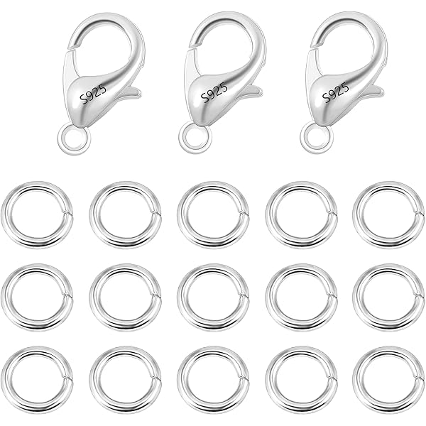 My-Bead 3 Stück Karabinerverschlüsse 13mm 925 Sterling Silber Nickelfrei Karabiner 3mm Bindering Basteln Diy