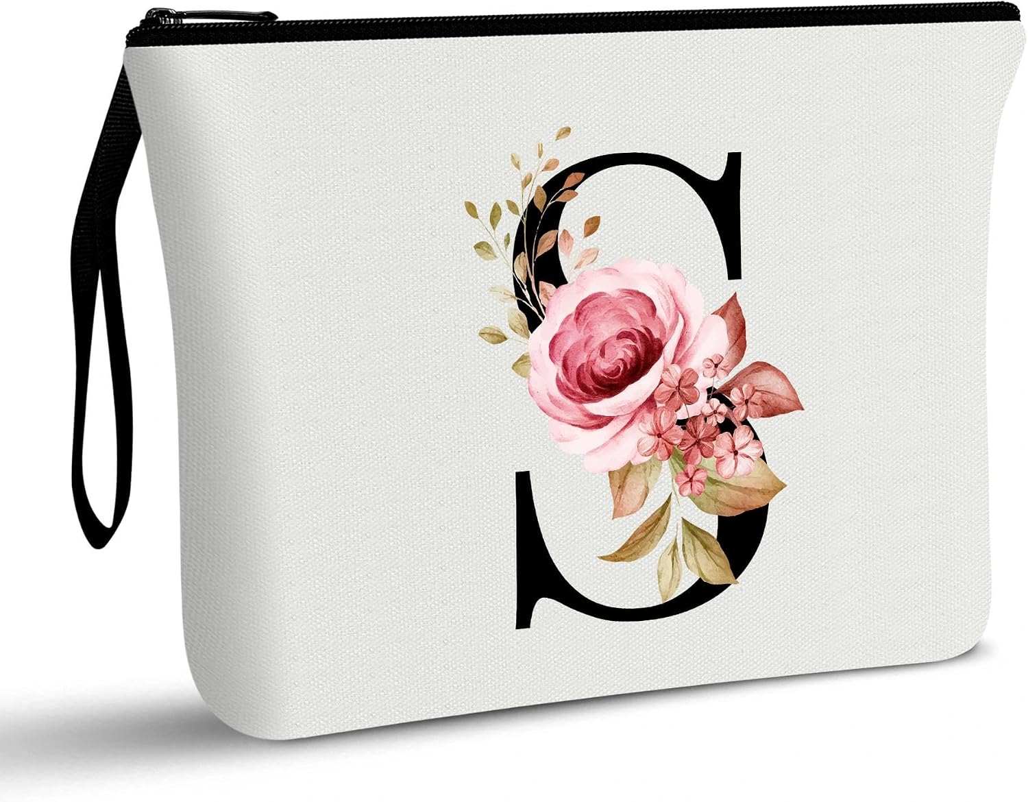 A-Z Personalized Makeup Bag,Birthday Gifts for Women Mom,Gifts for Best Friend,Bride Bridesmaid Cosmetic Bag(S)