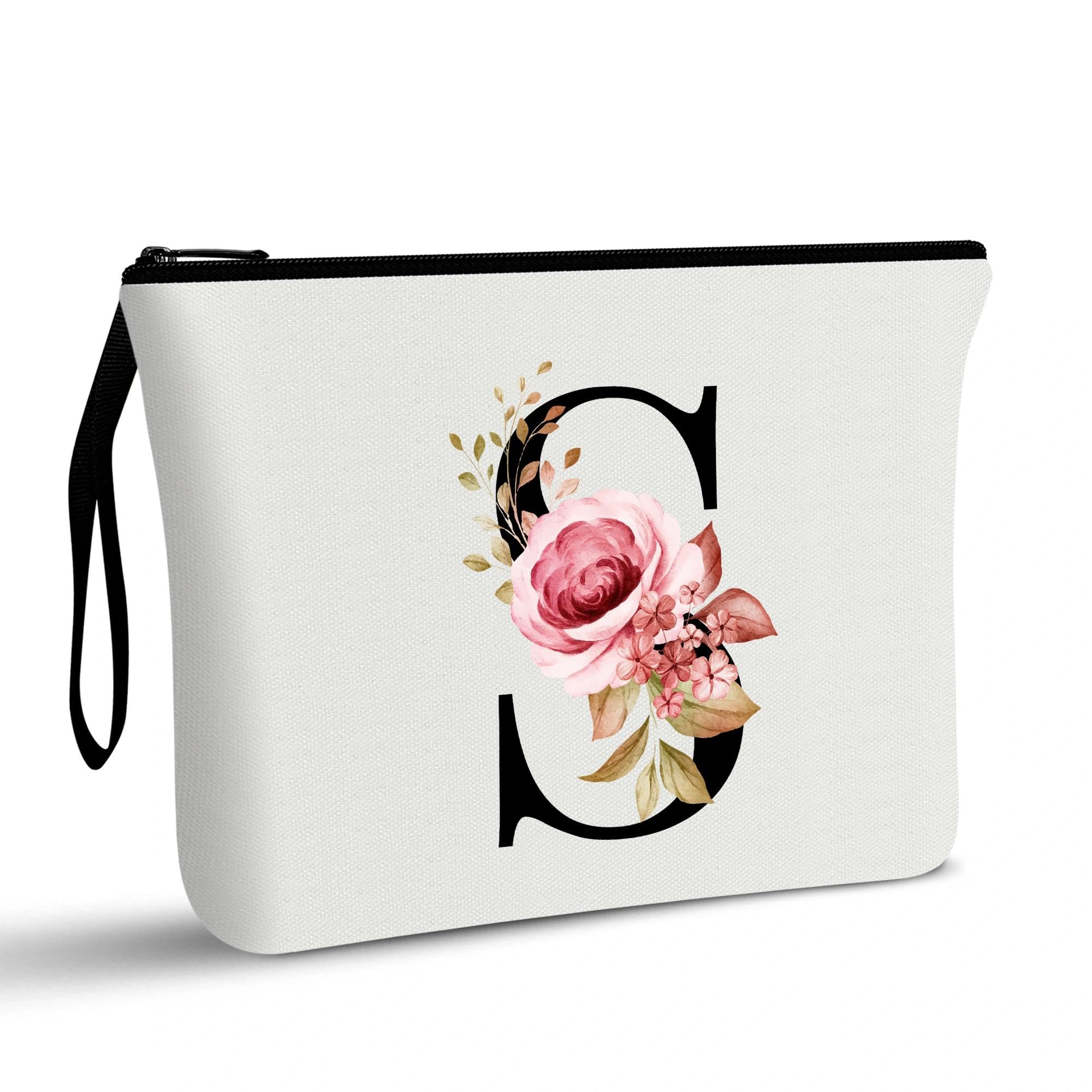 A-Z Personalized Makeup Bag,Birthday Gifts for Women Mom,Gifts for Best Friend,Bride Bridesmaid Cosmetic Bag(S) - 1
