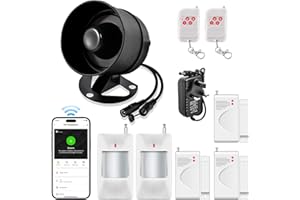 Fuers Home Security Systems WiFi Burglar Alarms120 dB Home Alarm Systems 9 Piece PIR Motion Sensor with Remote Control Shed Alarm with Free App Notification for House Safety