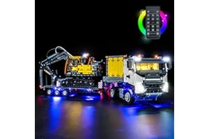 BRICKBLING Zestaw świateł LED z pilotem zdalnego sterowania, kompatybilny z modelem LEGO 42175 Technic Volvo FMX Truck & EC230 Electric Excavator, zestaw oświetlenia (zestaw nie obejmuje modelu)