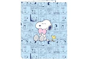 SAFTA SNOOPY LOVE - Carpeta con Folios 4 Anillas, Ideal para Niños de Diferentes Edades, Cómoda y Versátil, Calidad y Resistencia, 26.5x33 cm