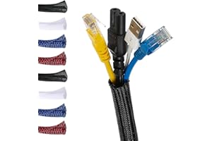 MarketConnect® Gaine Câbles Auto-Fermeture Ø 3mm, L 4m • Range et Cache les Câbles • Idéal pour Bureau et TV • NOIR