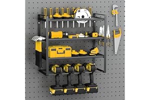 IVODEELA 4 Layers Power Tool Organizer Floating Tool Shelf, Heavy Duty Drill Holder Cabinet Wall Mounted Rack,Garage Tool Storage and Organization
