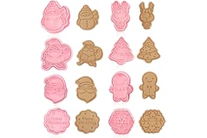 LIVESTN Lot de 8 Emporte pièces Noël, 3D Moule Biscuit Plastique, Emporte-pièces 3D en plastique Biscuit Moule Noël avec poussoir Moule Cookie 3D Emporte Moule à Biscuits pour Enfants pour Noel (B)
