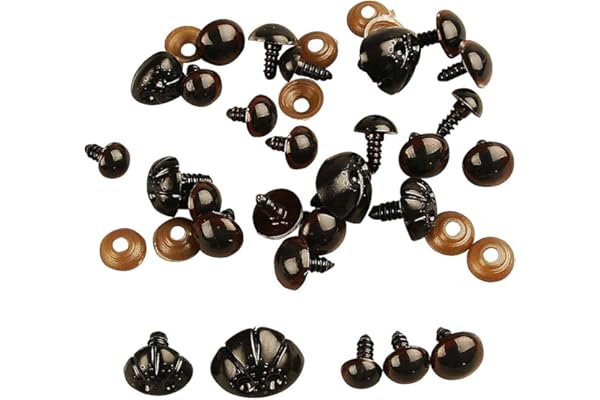 Yeux et nez d'ours en peluche, D 10-15 mm, 130asstd