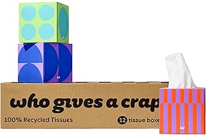 Who Gives A Crap Facial Tissues - Pack of 12 Forest Friendly Tissues, Ultra Soft Tissues Free of Inks, Dyes, or Scents, FSC-Certified