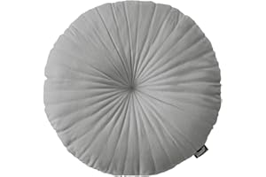 ROOM99 Milou Cojín Redondo de 45 cm, cojín Decorativo, Relleno de Felpa, cojín para sofá, Cama, sofá, salón, Decorativo, Terciopelo, Acolchado, Gris Claro