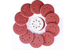 Sruhrak 100 Piezas Disco de Lija 600 Grano, 125 mm Redondas Papel de Lija 8 Agujeros Hojas de Lija para Lijadora Orbital Excéntrica