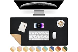 Giecy Desk Pad, Cork Leather Desk Mat, XXL Keyboard Mouse Mat, Dual-Sided Computer Protector Pad for Home Office (Black, 90 x 43 cm)