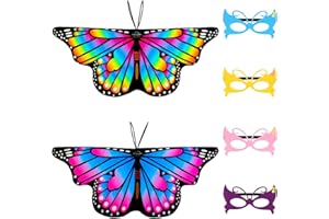 ruggito 6 teilig Schmetterlingsflgel Kinder Schmetterlingsflgel Flgel Kostm, Schmetterlings Gesichtsbedeckungen Schmetterling Pixie Cape Mädchen, Halloween Kostm Partei Kinder Mdchen