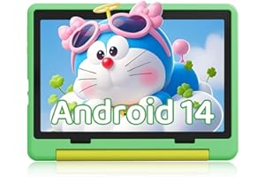 Laptok Kids tablet 10 inch Android 14 Tablets for Kids with 1280 * 800 IPS Display, 14GB RAM+64GB ROM, 5000mAh Battery, WiFi 6, Type-C, Child Tablet with 8MP+5MP Dual Camera, Kid-Proof Case (Green)