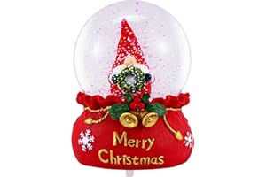 Celebright Weihnachtliche Schneekugel mit Musik, spielt 8 Lieder, einschließlich Glöckchen und leuchtet mit wechselnden LED-Farben, groß, 14 cm (Gonk mit Kranz)