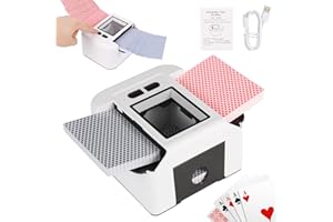 BULDOOSPOK Melangeur de Carte Électronique Rechargeable, 2000mah Batterie Rechargeable Melangeur Carte, Mélangeur de Cartes à Jouer Rapide Mélangeur de Cartes à Faible Bruit pour UNO Poker Skyjo Skip-Bo