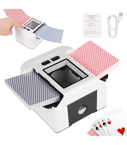 CUIYKAI Mélangeur de cartes automatique à 2 jeux de cartes, rechargeable 2000 mAh pour poker, phase 10, Skip-Bo, Texas Hold'em, Blackjack, jeu de cartes CUIYKAI Mélangeur de cartes automatique à 2 jeux de cartes, rechargeable 2000 mAh pour poker, phase 10, Skip-Bo, Texas Hold'em, Blackjack, jeu de cartes