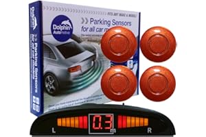 Dolphin Automotive DPS450 Reverse Parking Sensors In 32 Colours 4 Ultrasonic Radar Sensors Kit Audio & Display Alert System - Orange
