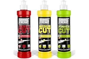‎GARAGE FREAKS Garage Freaks - Auto-Politur-Komplettsatz: Heavy Cut Schleifpolitur + Medium Cut Hologrammentferner + Finish Hochglanzpolitur 250ml