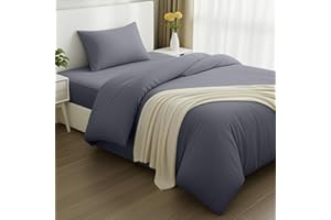 Utopia Bedding Set Copripiumino da 3 Pezzi - Copripiumino 135x200cm, Lenzuolo con Angoli 90x190cm, Federa 50x75cm - (Grigio, Singolo)