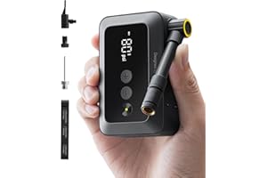 HOTO Mini Bike Tire Pump, 25s Fast Inflate Bicycle Pump with Guage, 150PSI Portable Electric Bike Air Pump with Presta and Schrader Valve for Road Bike, Motorcycle, MTB, Car, Sports Ball