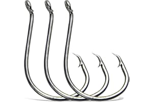 OROOTL Hameçons Circulaires pour la Pêche - Hameçon 2X Résistants pour la Pêche en mer Hameçons Poissons-Chats et Bars Taille #10-10/0